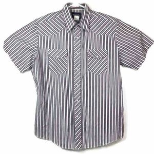 Wrangler Mens Western Shirts Striped Pearl Snap L